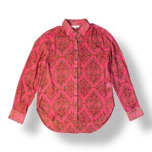 Olivaceous Floral Button-Up Womens Size S Pink Boho Colorful